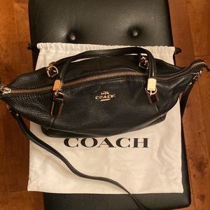 Authentic Coach Crossbody Purse Black and Gold with dust bag